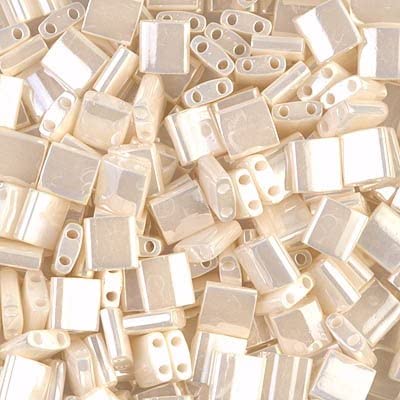 Miyuki Half Tila 2 Hole Rectangle Beads 5x2.3mm - Matte Metallic Green Iris 7.8 Grammes