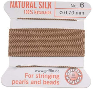 Griffin Silk Beading Cord & Needle Sz 6 Beige
