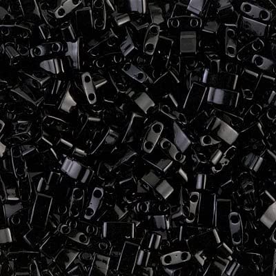50 Grams Miyuki Half Tila 1/2 Cut Bead 2.3x5mm Opaque Black Glass Bulk Bag TLH401-50