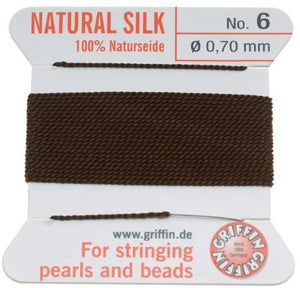 Griffin Silk Beading Cord & Needle Sz 6 Brown