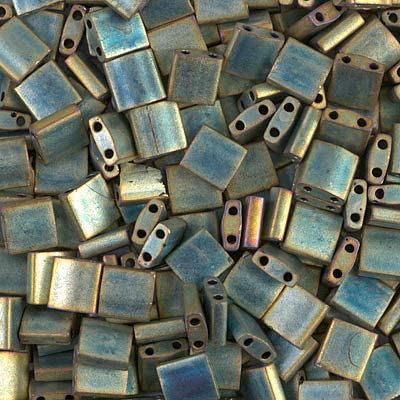 50 Grams Miyuki Tila Bead 5x5mm Matte Metallic Patina Iris Glass Bulk Bag TL2008-50